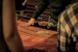 People engaged in gambling habits.